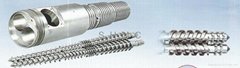 Conical double screw and barrel 