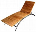 Stainless Steel Teak Sun Bed 1