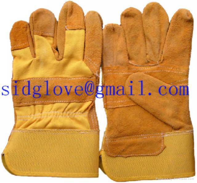 yellow leather working glove