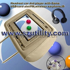 headrest car DVD player with Game,USB,IR