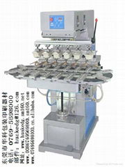 Pneumatic six color pad printer with conveyor