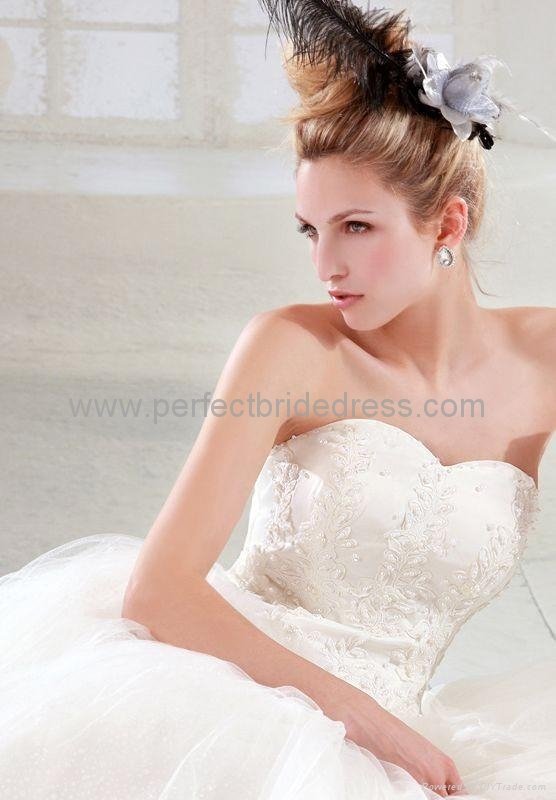 Tulle Strapless Ball Gown Simple Wedding Dress WAAWD002 3