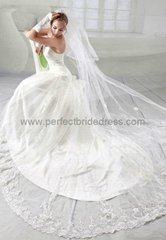 Lace and Satin Strapless Sweetheart A-Line Elegant Wedding Dress WD-3573