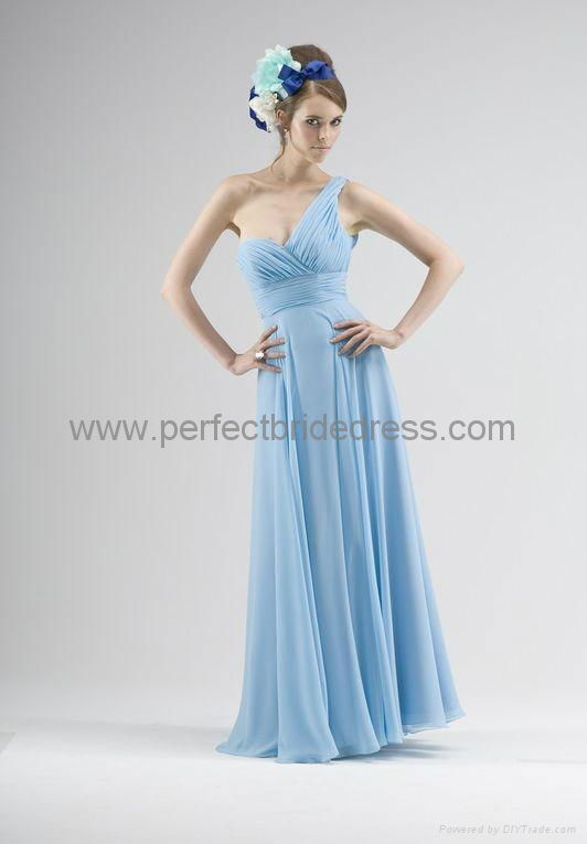 Chiffon One-Shoulder Sweetheart Empire Long Bridesmaid DressBK-0261