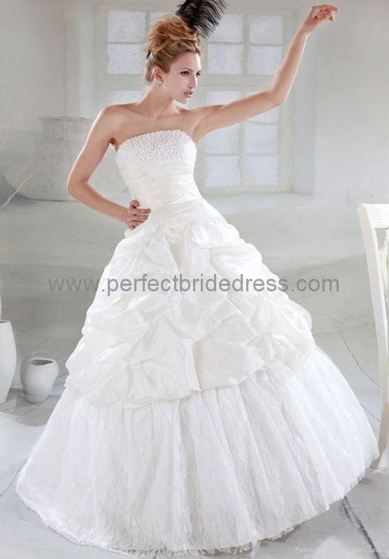 Taffeta Strapless A-Line Simple Wedding Gown Bridal Dress WD-3523