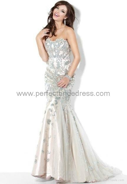 Satin Strapless Mermaid Long Prom Dress Evening Dress Party Wear P-0901 2