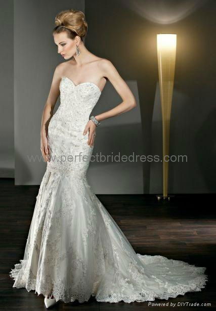 Lace and Tulle Strapless Sweetheart Mermaid 2 in 1 Wedding Dress WD-3904