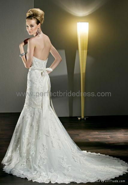 Lace and Tulle Strapless Sweetheart Mermaid 2 in 1 Wedding Dress WD-3904 2