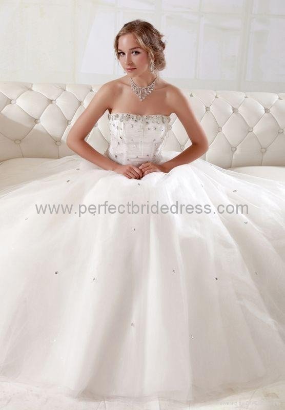 Organza Strapless Ball Gown Simple Wedding Dress Bridal Gown WAAWD003 2