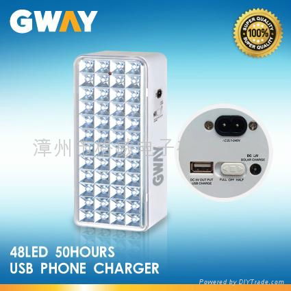 LED Emergency Light with 48pcs LED, Portable with 5VDC USB to Charge Phones 