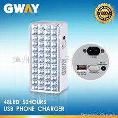 LED Emergency Light with 48pcs LED, Portable with 5VDC USB to Charge Phones 