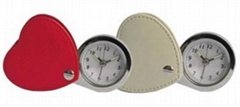 Heart sharp leather alarm clock 