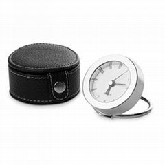 Leather travel alarm clock