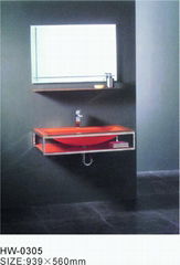 Glass wash basin set