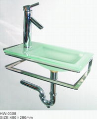 Glass wash basin set
