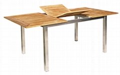 Stainless Steel Teak Adjustable Table