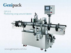 Positioning wrap-around labeler