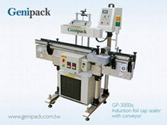 Auto induction foil cap sealer with conveyor 