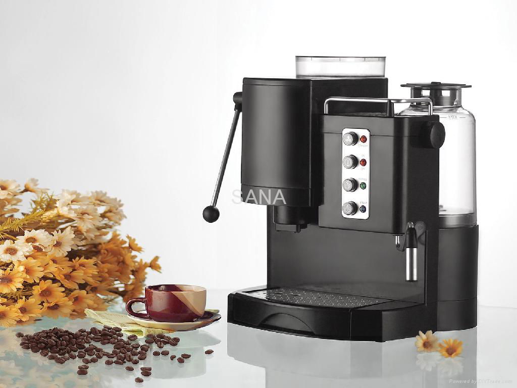 Espresso coffee machine with grinder