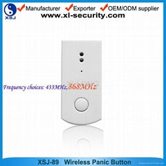 Wireless panic button of home alarm system. 