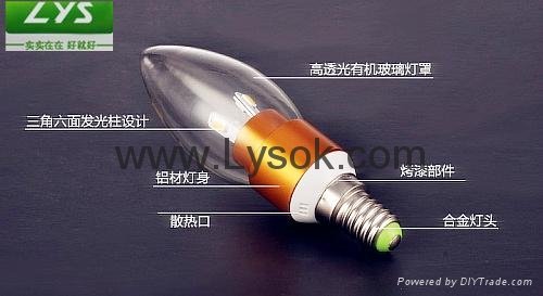 LYS-Q-Q-J 3W China LED Candle Bulb lighting Droplight Lamp 3