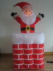 MM     NFLATABLE ANIMATED SANTA IN CHIMNEY