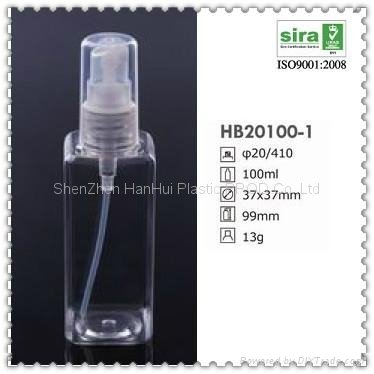 100ml plastic pet square spray bottle for cosmetic packaging