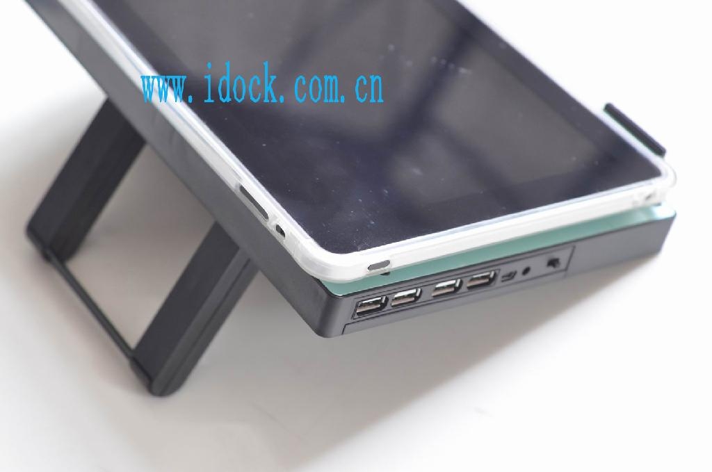 iPad stand with 4 ports usb hub and fan 4