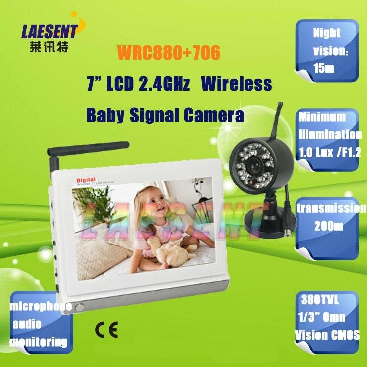 HD 7" TFT Color LCD 2.4GHz Wireless Singal Baby Monitor Support 4 Channels