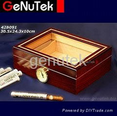 humidor with glass window inlay strip 