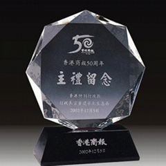 Laser engraved crystal trophies