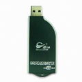 USB 2.0 Card Reader with Aluminum Alloy Casing, Supports High Speed Memory Cards