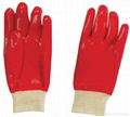 Red PVC fully coated glove knit wrist smooth finish 1