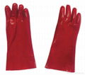 Red PVC fully coated glove gauntlet