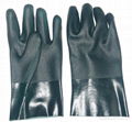 Green PVC fully coated glove, gauntlet,