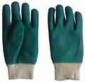 Green PVC fully coated glove knit wrist