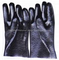 Black PVC fully coated glove rough