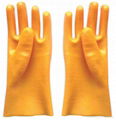 Yellow PVC fully coated glove gauntlet smooth finish