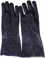 Black PVC fully coated glove Anti-slippy rubber dots