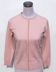 Women's round-neck pullover with rhinestone hotfixed