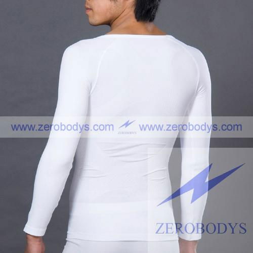 ZEROBODYS Comfortable Mens Body Shaper Long Sleeve T-Shirt (White 321) 3