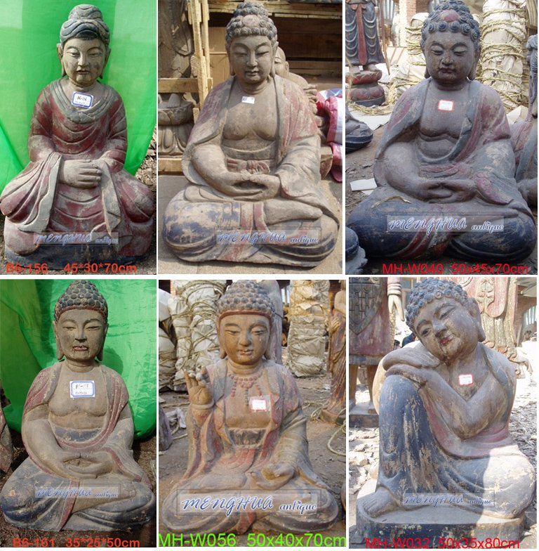 WOODEN SITTING BUDDHAS