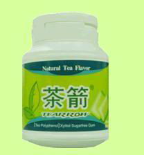 Green tea flavor sugarless chewing gum