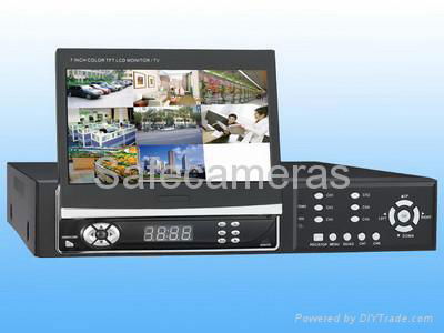 8CH H.264 Standalone DVR BUILT IN 7'' TFT LCD MONITOR 