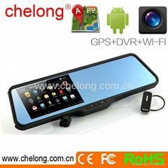 Android rearview mirror DVR with GPS Bluetooth Wifi 