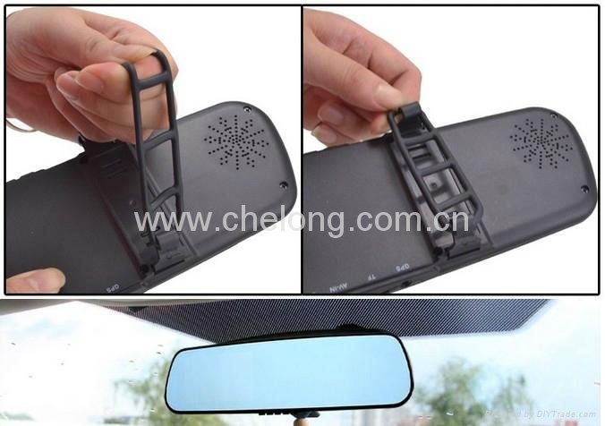 4.3'' Blue Screen & rearview mirror hd dual camera black box for car 2