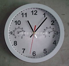 Wall clock with thermometer and