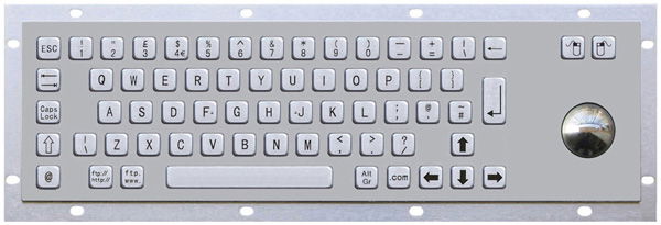 Stainless steel keyboard with trackball