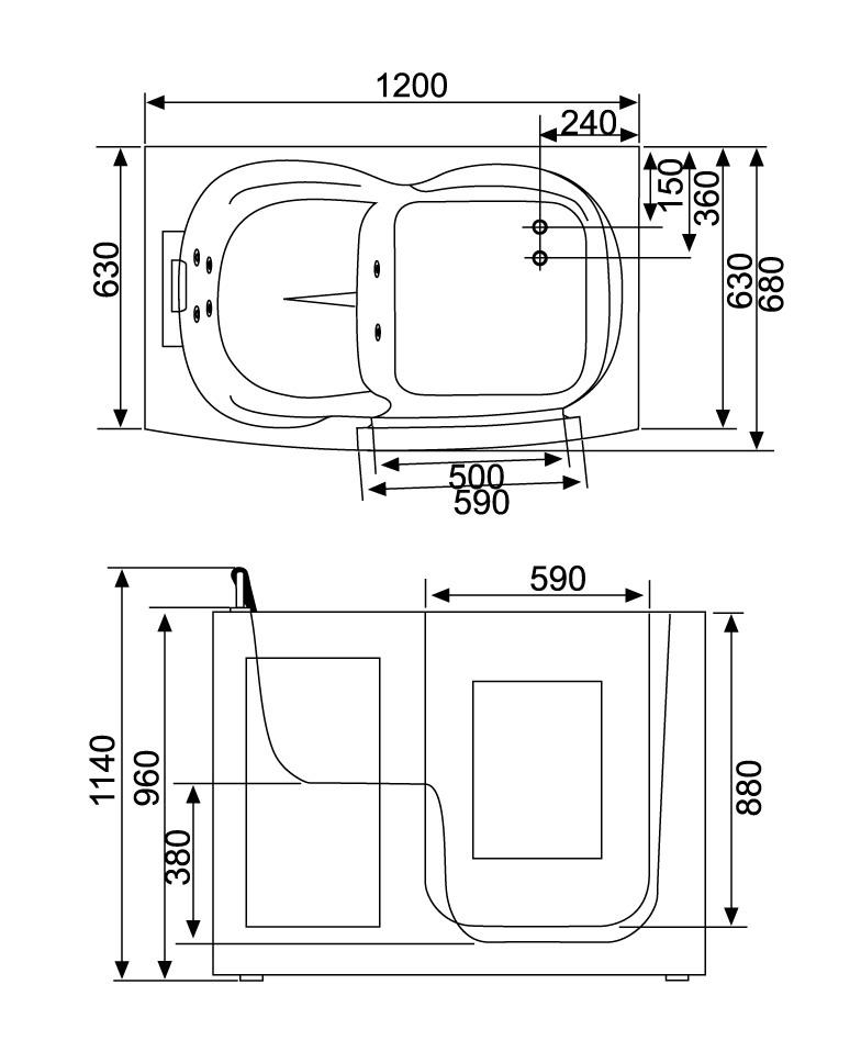 开门浴缸 老人浴缸 残疾人浴缸 t-109