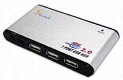 7 Port USB 2.0 Aluminium High Speed HUB with UK Power Adapter
